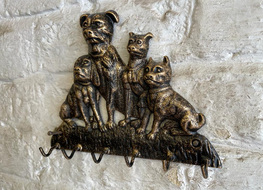 4 dogs key rack -bronze